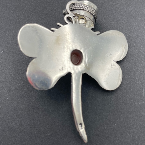 Silver butterfly pendant red onyx, gemstone, handmade, Boho style fashion - Picture 3 of 3